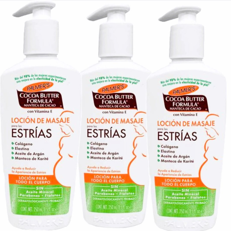 3 Pack - 3 Lociones de Masajes Cocoa Butter Formula para estrias 250 ml Palmers